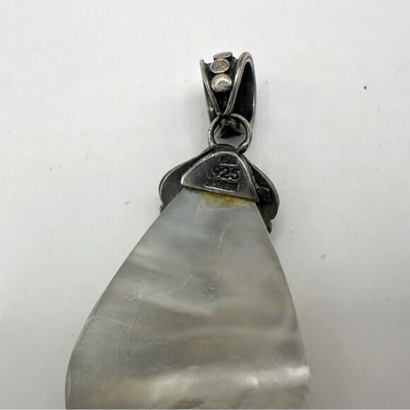 Mother Of Pearl Sterling Silver Stamped 925 Pendant Summer Boho Bohemian - Picture 7 of 10